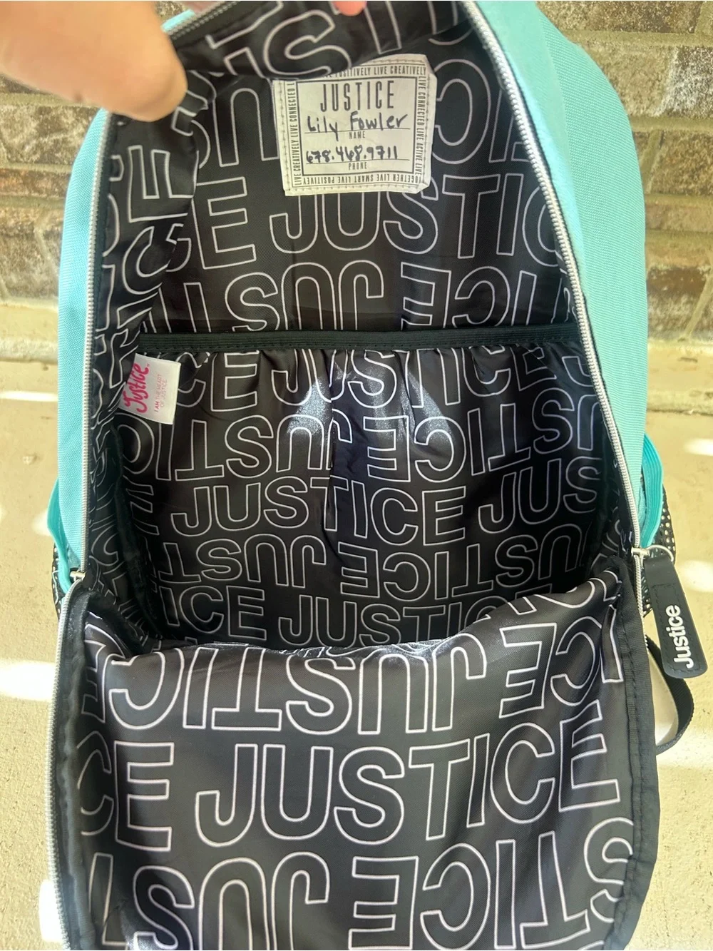 🤩 Justice Sport Smiley Face Daisy Backpack Turquoise Holographic School Bag